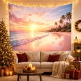 thumbnail image 3 of Tropical Beach at Sunset With Palm Trees Serene Coastal for Beach Lovers Serene Coastal Art Decor Housewarming Gift Tapestry Wall Hanging for Bedroom and Living Room, 3 of 7