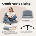 thumbnail image 2 of IWMH Armless Task Office Chair with Wheels, Cross Legged Wide Seat Desk Chair, Gray Fabric Upholstered Swivel Vanity Chair, For All Ages, 2 of 9