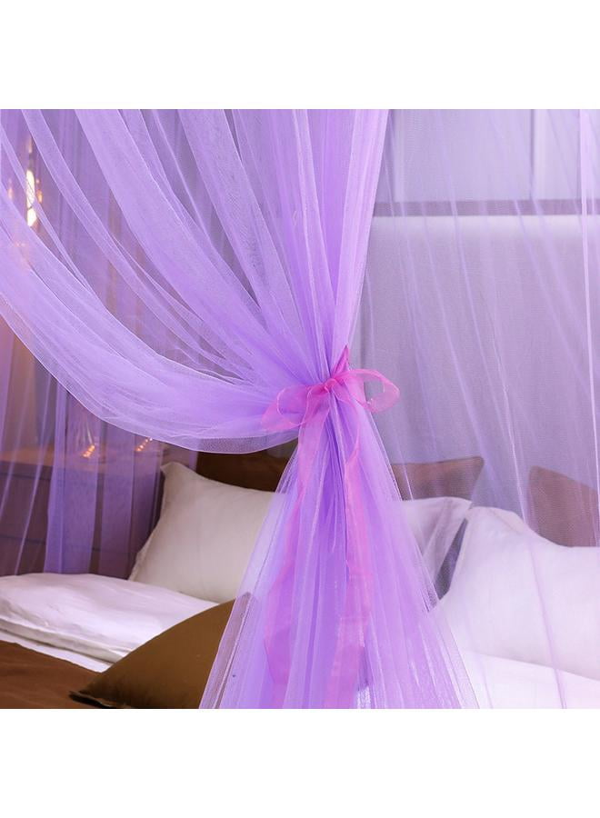 Elegant Bed Canopy Net Polyester Purple 1.5*2m，Luxurious Bed Canopy for Girls & Adults, Round Dome Lace Princess Canopies Netting