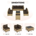 thumbnail image 4 of Poteban Patio Furniture Sets, Modular Rattan Outdoor Patio Sectional Furniture Sofa Set, Yellow Wicker Patio Conversation Set for Backyard,9PCS, 4 of 7