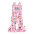 thumbnail image 2 of UACY Toddler Baby Girl Bell Bottom Romper Easter Overalls Sleeveless Bunny Flare Jumpsuit Infant Summer Clothes, 2 of 8