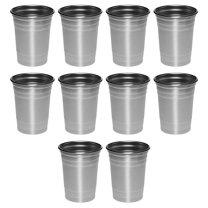 Stainless Steel Beer Cups 16 oz. Set of 10, Bulk Pack - Perfect for Corporate Parties, Indoor & Outdoor Events - Silver