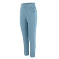 thumbnail image 6 of Women's High Waisted Stretchy Ankle Pants, Straight Leg Pull on Yoga Work Trousers with Pockets, Casual Daily Wear or Office, Breathable and Comfortable Sky Blue L, 6 of 10
