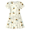 thumbnail image 4 of Tisuna Girls Summer Dress Cartoon Bee Print Short Sleeve Crew Neck Dresses Comfortable Soft Little Girls Children'S Casual Wear Yellow Size 8-9 Years, 4 of 5