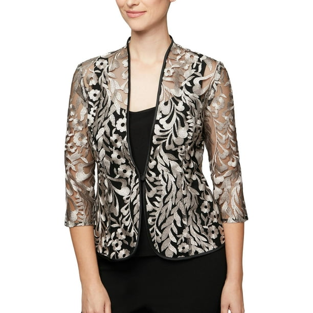 Alex Evenings - Alex Evenings Womens Petites Embroidered Sheer Jacket ...