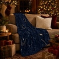 thumbnail image 3 of Crescent Moons Constellations and Golden Stars, Mystical Celestial Night Pattern for Stargazers, Birthday Gift, Soft Flannel Blanket for Bedroom, Starry Home Decor, 3 of 9