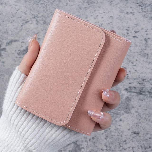 Womens Short Wallet Simple Solid Color Coin Purse Multifunctional Card Holder Coin Ultra-thin