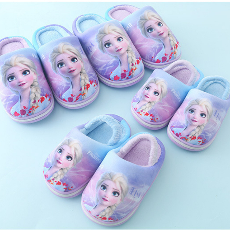 Chaussons D'hiver Pour Fille - Pantoufles Douces Motif Dessin Animé Violet | Pour Intérieur, école