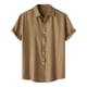 thumbnail image 1 of Camisa de manga corta de verano para hombre, color liso y solapa - Estilo sencillo y moderno, poliéster, para todas las estaciones, 1 of 8