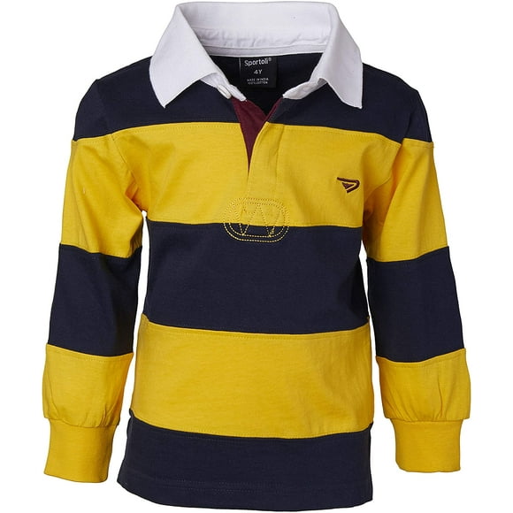 Sportoli Polo Rugby à Manches Longues à Larges Rayures en Coton 100 pour Garçons