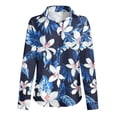thumbnail image 5 of IWRICH Women's Hawaiian Long Sleeve Shirts Coconut Summer Soft Button down V Neck T Shirts Vacation Graphic Printed Tops Navy M, 5 of 5