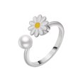 thumbnail image 4 of HONEYRAIN Daisy Flower Silver Anxiety Rings for Women Fidget Spinner Rings Sterling Silver Rotating Open Ring Real 925 Silver rings 1 Psc, 4 of 7