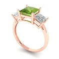 thumbnail image 2 of 2.5 ct Princess Cut Natural Peridot Three-Stone Engagement Ring for Women in 18K Rose Gold, 2 of 5