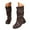 Brown, variant on Slouchy Mid Calf Boots for Women Vintage Leather Wide Calf Round Toe Casual Low Heel Pull on Riding Booties