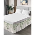 thumbnail image 4 of Eucalyptus Leaf Bed Skirt Queen Size, Watercolor Green Plant Vintage Country Wrap Around Bed Skirting with Adjustable Elastic Strap, Dust Ruffle Pleated Bedskirts 18 Inch Drop for Bedroom Queen Beds, 4 of 9