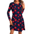 thumbnail image 1 of RKSTN Dresses for Women Mode Robe Pull à Col Rond Manches Courtes Imprimée Tempérament Robe Évasée pour Femmes, 1 of 5