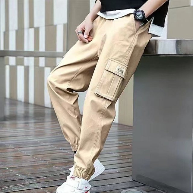 Classic Design Multi Flap Pockets Cargo Pants,Men's Loose Fit Drawstring Harem Cargo Jogger Pants