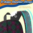thumbnail image 5 of Green and Pink Checkered Pattern 17" School Backpacks for Teens,Waterproof Oxford Fabric,S-Shape Padded Straps for School,Travel,Hiking,Camping, 5 of 6