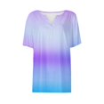 thumbnail image 4 of Fesfesfes Girls' Summer Cute T Shirts Casual Short Sleeve V Neck Plain Tunic Tops Children Fashion Button Top Solid Color Tshirts Teen Girls 3-14 Years(Purple#3,3-4 Years), 4 of 5