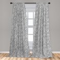 thumbnail image 5 of Ambesonne Black and White Curtains, Folk Floral, Pair of 28"x84", White and Black, 5 of 5