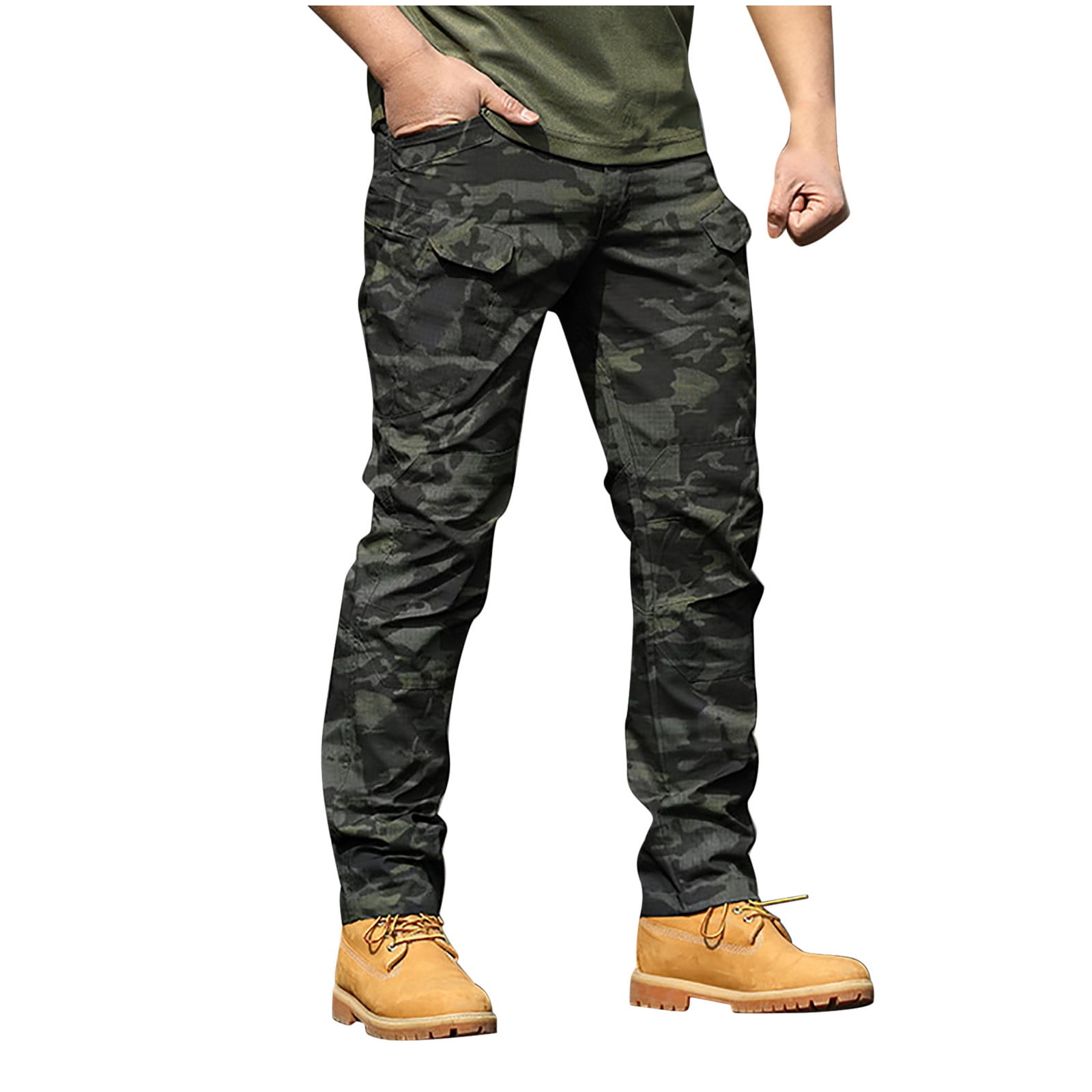 JURANMO Big and Tall Outdoor Cargo Pants for Men Camo Cotton