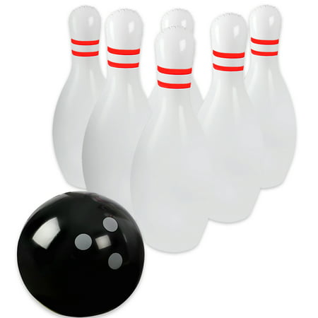 Novelty Place Giant Inflatable Bowling Set for Kids & Adults, One 18 Inches Ball with Six 24 Inches