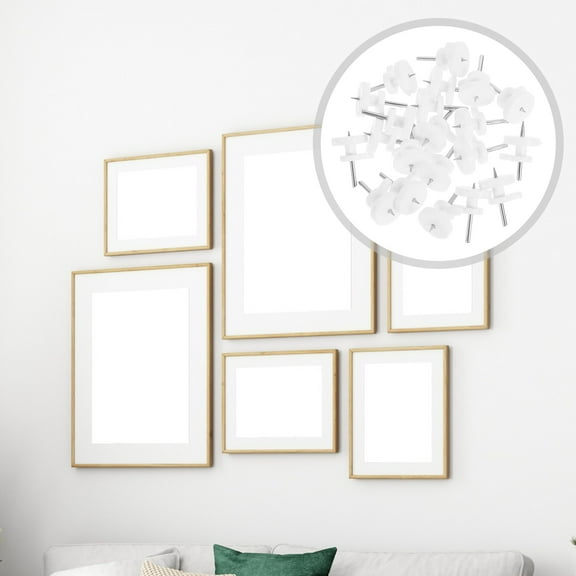 DINHEAROM Invisible Adhesive Picture Hanger Invisible Picture Hangers White Plastic 20Pcs
