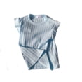 thumbnail image 3 of Babcutegg Girls Summer Casual T-Shirt with Floral Embroidered Flying Sleeves – Candy-Colored Round-Neck Short Sleeve Top for Everyday Wear Light Blue Size 1, 3 of 6