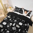 thumbnail image 2 of Homewish Witchy Line Art Magical Bedding for Kids, Cartoon Skull Mushroom Duvet Cover Full, Black Reversible, 3pcs, 1 Duvet Cover and 2 Pillowcases, 2 of 6
