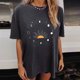 thumbnail image 1 of ICHUANYI Clearance Women's Vintage Sun And Printed Pattern Casual Short Sleeve Tops Blouse(Dark Gray, S) ICHUANYI WER2023080700857, 1 of 8