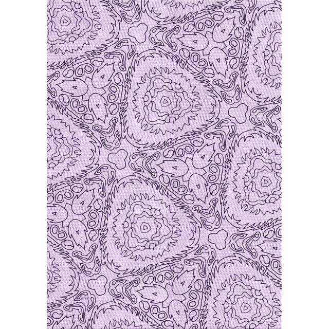 Ahgly Company Machine Washable Indoor Rectangle Transitional Purple Flower Purple Area Rugs, 7' x 9'