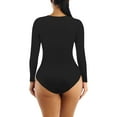 thumbnail image 2 of UAYOTSE Women's Crew Neck Long Sleeve Bodysuits Basic Slim Fit Comfy Lightweight Layering Top Fall Winter Outfits,3XL Black, 2 of 6