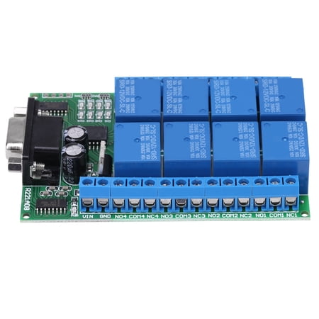 Rupoun 12V 8-Channel DB9 RS 232 Relay Module Remote Control Switch for Smart Home Automation, 4.33 inches / 11 cm Length, Max 10A Load Current, DC 1-100V or AC85-265V Load Voltage