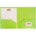 thumbnail image 5 of JAM Paper Heavy Duty Plastic 2 Pocket Extra Tough School Folders, Lime Green, Bulk 144/Box, 5 of 5