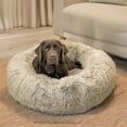 thumbnail image 5 of Best Friends by Sheri The Original Calming Donut Dog Bed & Blanket Bundle – Washable Plush Bed for Large Breeds up to 100 lbs, Large (36" x 36") + Throw (40" x 50"), Shag Faux Fur, Taupe, 5 of 6