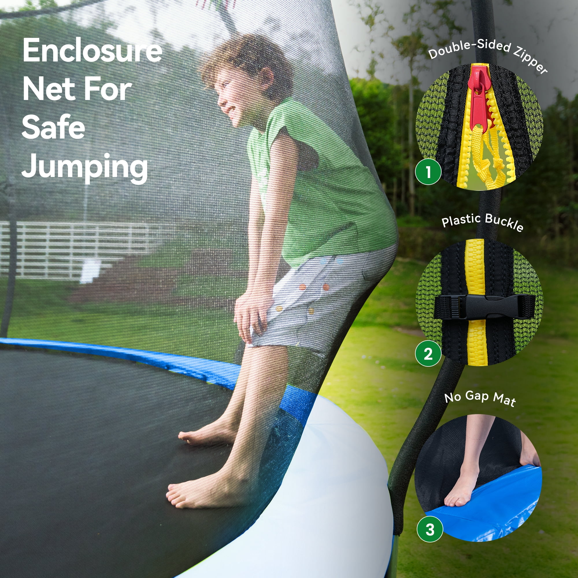 GVDV 10FT Outdoor Trampoline, Backyard Recreational Pumpkin