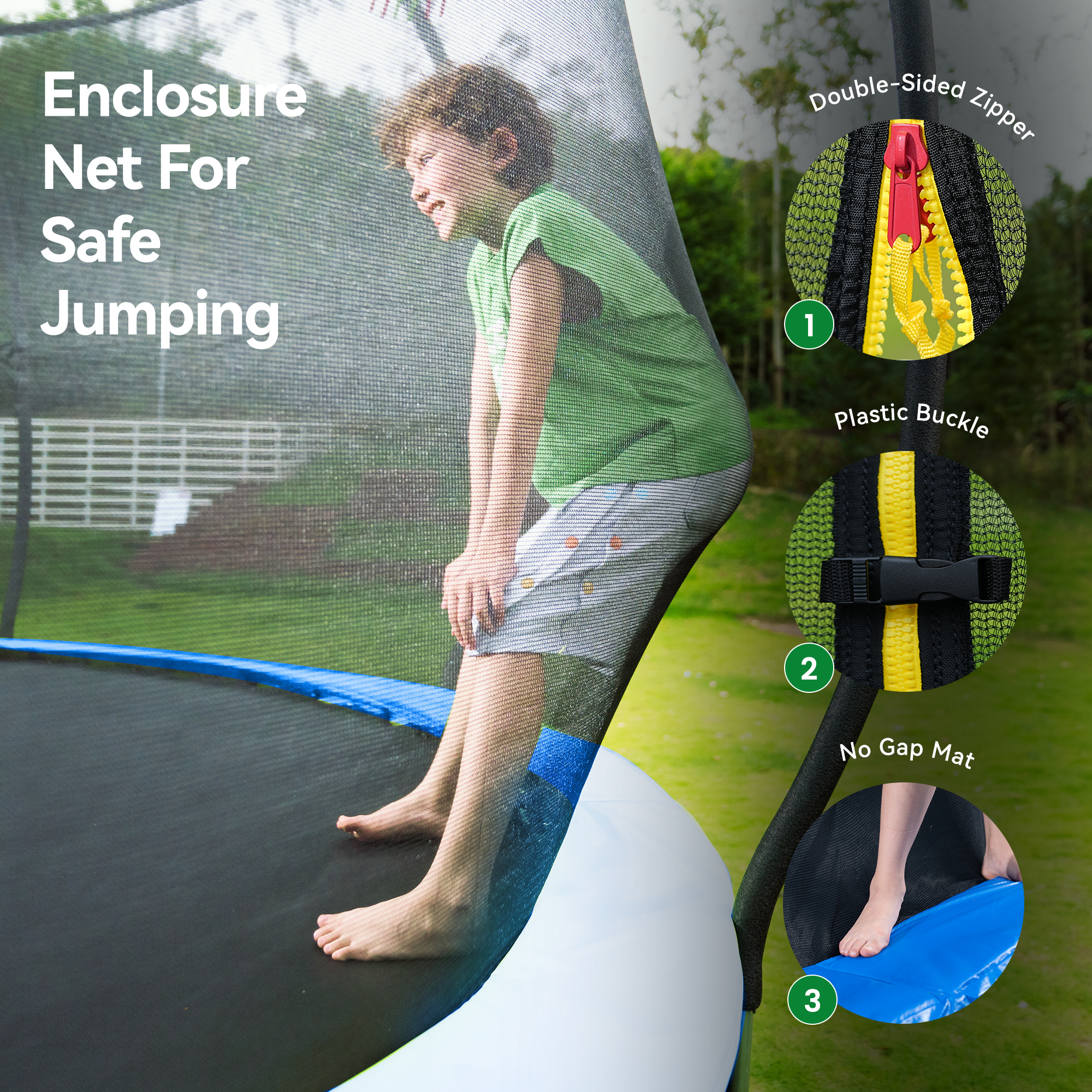 GVDV 10 Ft Outdoor Trampoline with Safety Net photo 7