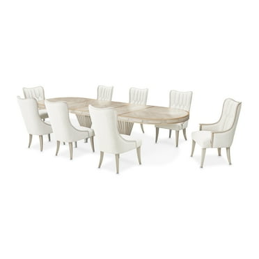 Michael Amini St. Charles 9-Piece Pedestal Dining Room Set - Dove Gray