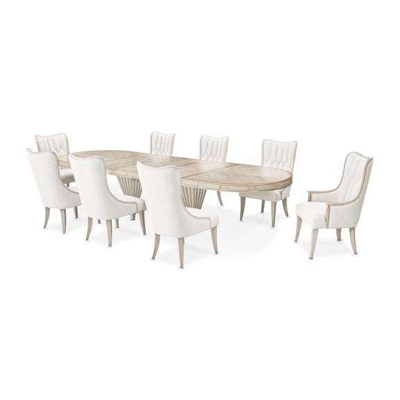 Michael Amini St. Charles 9-Piece Pedestal Dining Room Set - Dove Gray