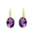 thumbnail image 2 of MauliJewels Earrings for Women 3.5 Carat 9x7MM Oval Amethyst Leverback Earrings Carat 14K Yellow Gold 4-prong, 2 of 5