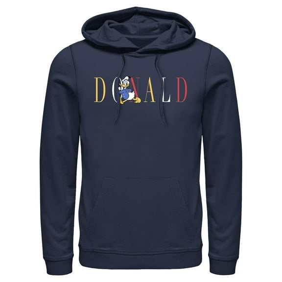 Men's Mickey & Friends Donald Duck Colorful Text  Pull Over Hoodie