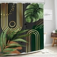 thumbnail image 3 of Dark Green Boho Shower Curtain Retro Mid Century Bathroom Minimalist Tropical Modern 72Wx72L Inches Bath Accessories Art Home Decor Fabric 12 Pack Hook, 3 of 6