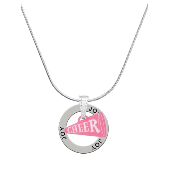 Delight Jewelry Acrylic 3/4" Pink Cheer Megaphone Joy Ring Charm Necklace, 18"