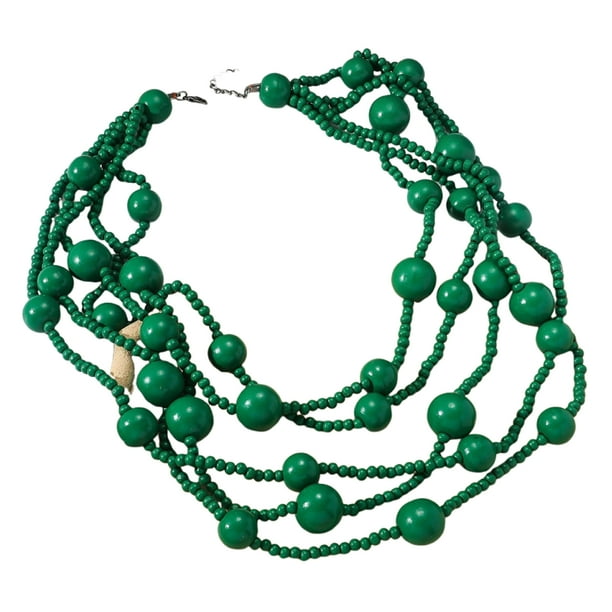Guardurnaity Collar de bolas grande, ideal para mujeres, moderno y versátil, ideal como regalo de Navidad o San Valentín. Ropa, zapatos y accesorios Miscelánea verde talla única