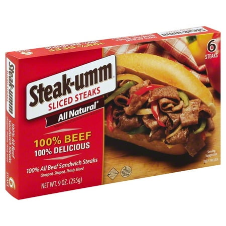 Steak-Umm Sliced Steaks 100% All Beef Sandwich Steaks - 6