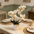 thumbnail image 4 of Artificial Orchid Potted Plants | Realistic Fake Silk Orchid Bonsai Tree | Home Office Desk Dining Table Decor | Ceramic Pot Included | Low Maintenance Indoor Decoration, 4 of 6