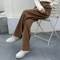 thumbnail image 3 of BUYISI Retro High Waist Corduroy Pants For Women Straight Leg Casual Fashion Loose Brown XL, 3 of 9