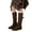 Brown, variant on Flat Suede Knee High Boots for Women Pull On Non Slip Wide Calf Riding Booties Vintage Fall Boots with Buckle Strap Brown Size 6.5