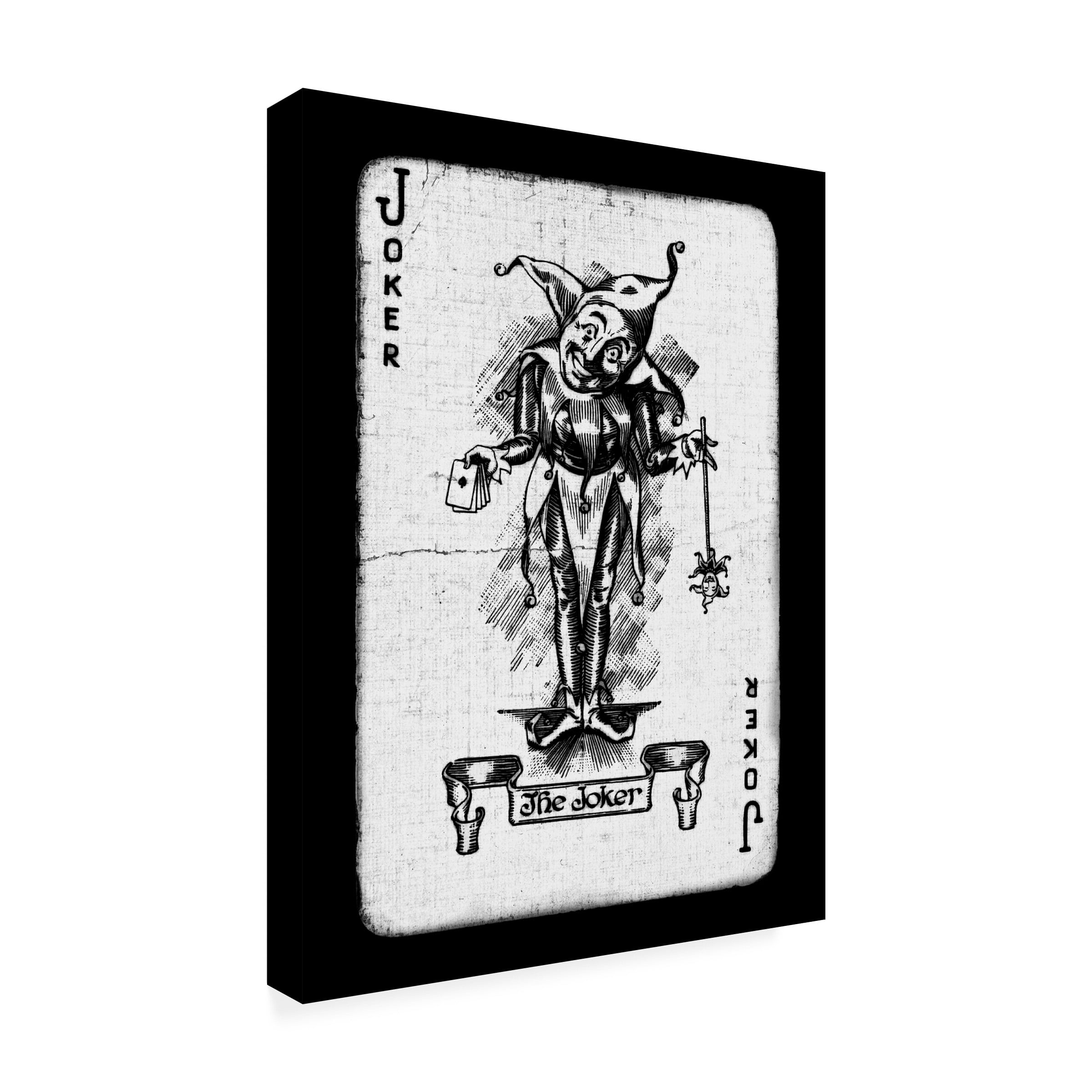 Canvas Wall Art - Tom Quartermaine 'Black and White Joker Playing Card' Wall Art for Living Room, Bedroom, or Office DÃ©cor by Trademark Fine Art - 18 x 24 Inches