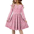 thumbnail image 4 of KISSMODA Girls Long Sleeve Casual A-Line Ruffle Skater Dress, 4-55 Years, 4 of 4